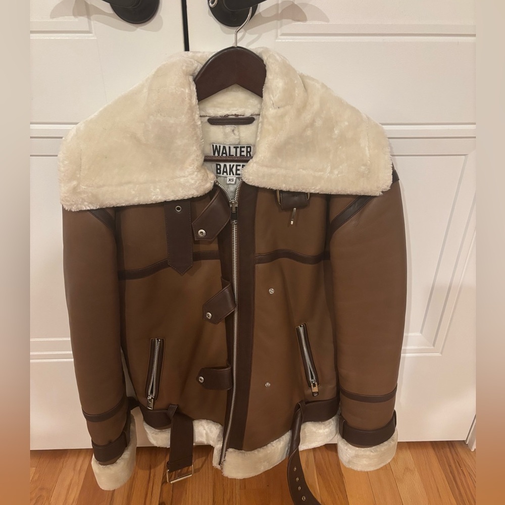Walter Baker Brown and Cream Shearling Jacket
